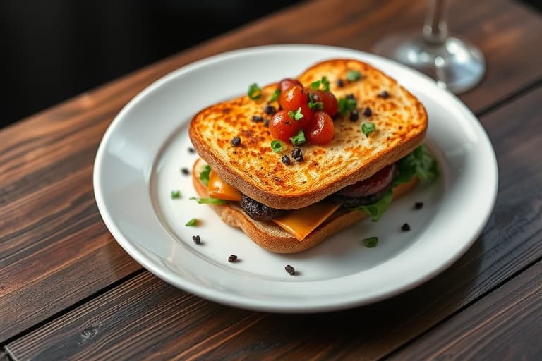 Iskake med skiver og bake-peanøttsmør-sandwicher