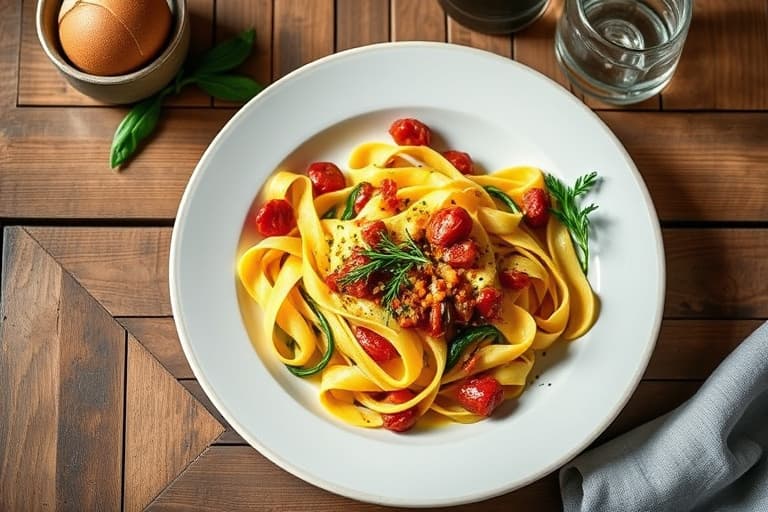 Pappardelle med salsiccia og spinat