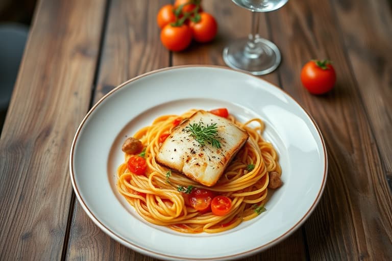 Spaghetti med tomat og tunfisk