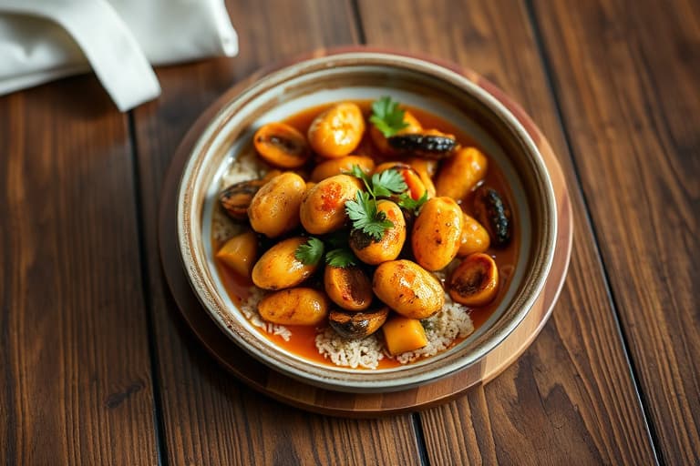 Pei-musslinger med thailandsk currysaus