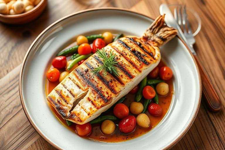 Grillede steker av hellefisk