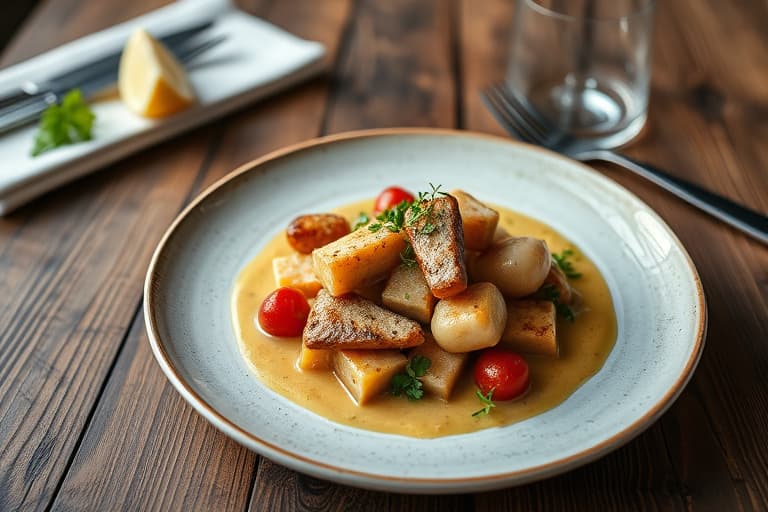 Skilt med biffstykker og soppgravy