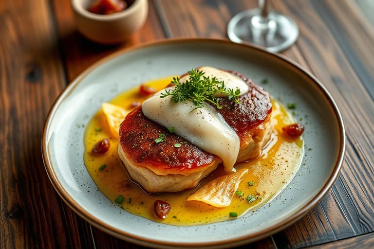 Baconsopp- og soppfylte kjøttkaker med sveitsisk ost