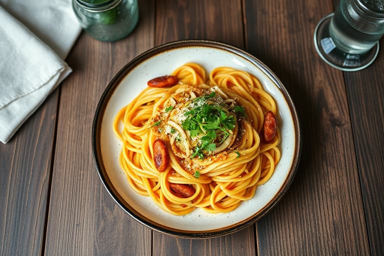 Asparges-, kylling- og pekannøttpasta