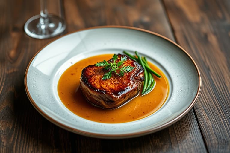 Crab-fylt filet mignon med whiskey-peppersaus