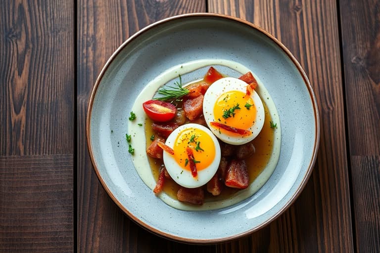 Bacon- og balsamico-glaserte eggerøre med fyll