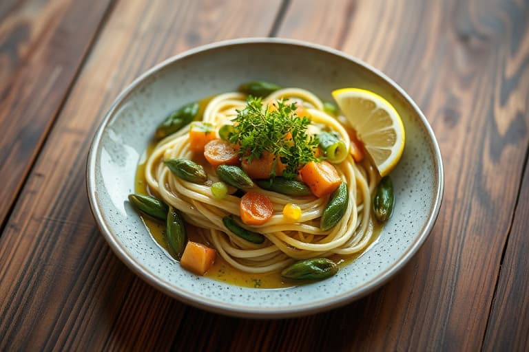 Hvitløk- og aspargesrett med lime