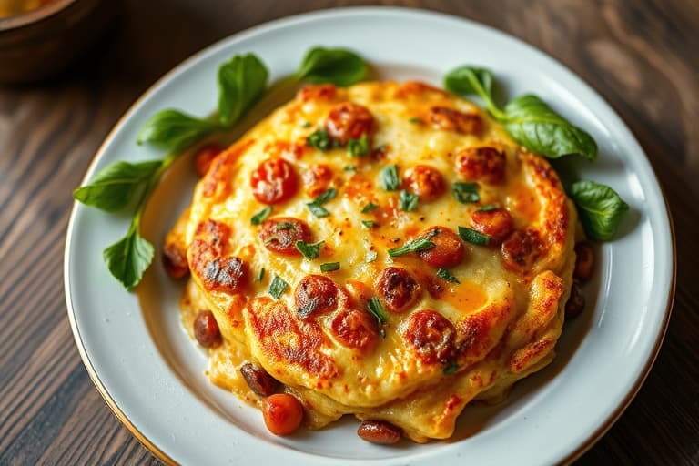 Spinat- og soppfrittata