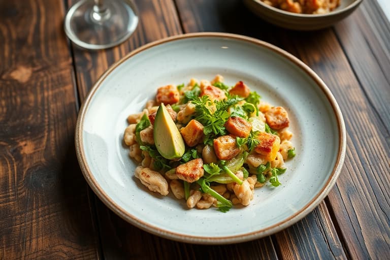 Cashew- og avokadosalat med kylling