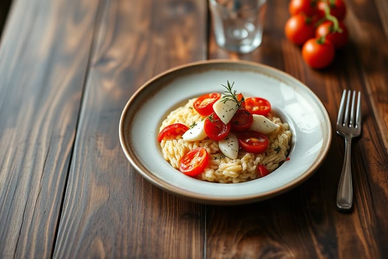 Risotto med soltørkede tomater og mozzarella