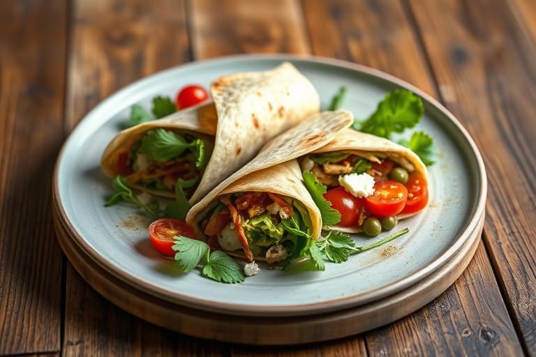 Kylling-, fetaost- og soltørkede tomat-wraps