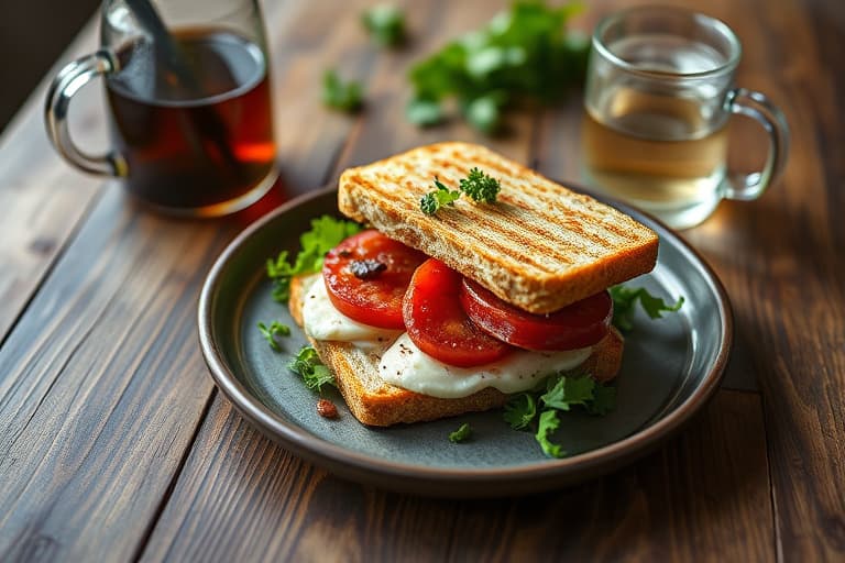 Karréskinke- og kyllingsandwich med te