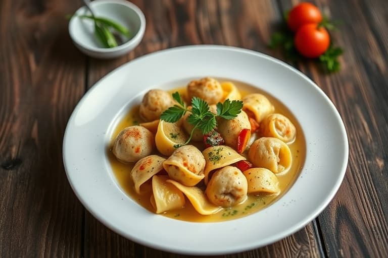 Italiensk kjøttboller og ostetortellini-suppe