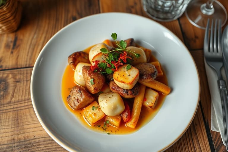 Svinekjøttgryte med skiver av svinekjøtt I