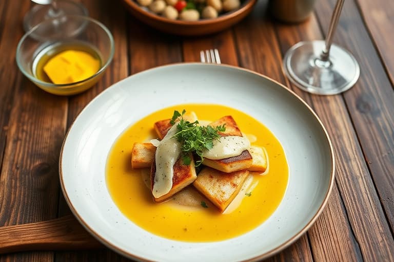 Fylte pannekaker med sopp, skinke og béchamelsaus