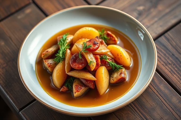 Kyllingfrikassé med kremet søt-syrlig dillsaus