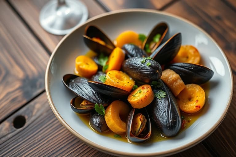 Muslinger og squash Marinière