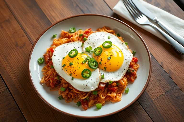 Huevos Rancheros med jalapeños og hvitløk