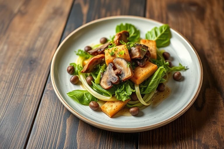 Varm mais- og shiitake-salat med frisée