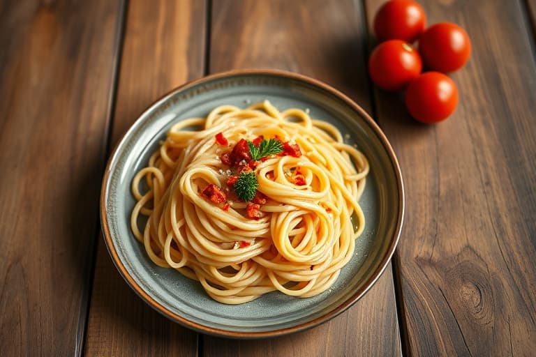 Pasta for én med rå grønnsakssalat