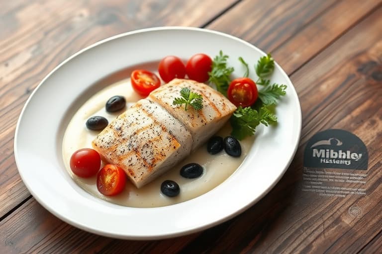 Grillet tunfisk med hvit bønnepuré, oliventapenade og ovnsbakte cherrytomater