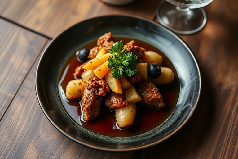 Karré av svinekjøtt med brandy-tilberedt fersken