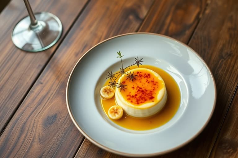 Banan- og kardemommecrème brûlée