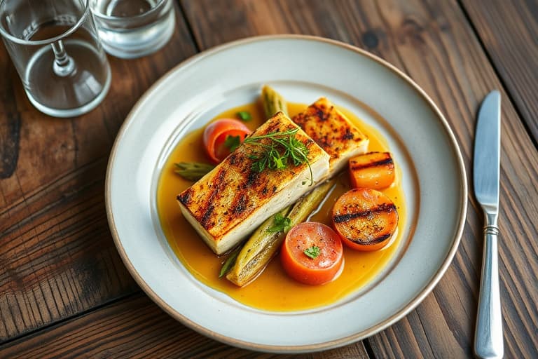 Krydret svinekoteletter med pepperrot- og lønnesirupglasur, servert med grillede søtpoteter med lønnesirup