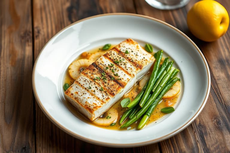 Grillet mahi mahi-filét og asparges med appelsin og sesam