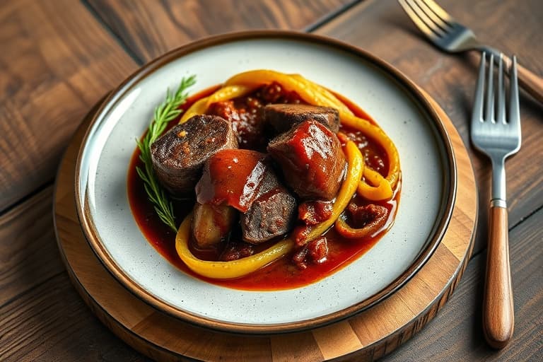 Boeuf à la Bourguignon med hjerteformede krutonger