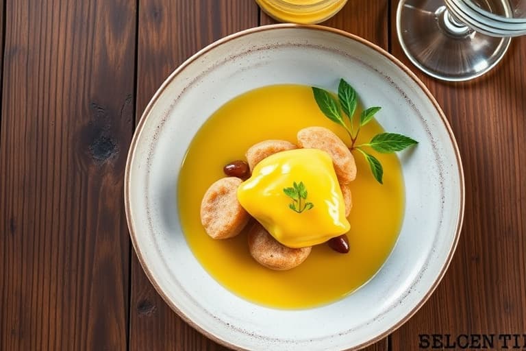 Limoncello og Meyer-sitron-sabayon med sprø makadamianøttkaker og kandisert sitrusskall