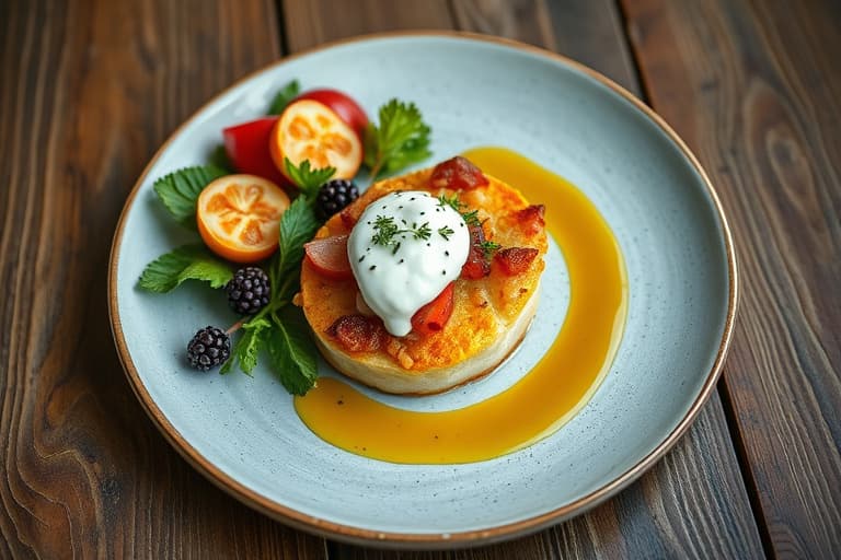 Røkt ørret kanapéer med crème fraîche og urte-saus for to