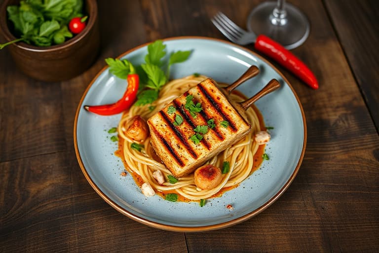 Røykfylte grillede kyllingvinger med sylteagurkede røde chili, dadler og fersk mynte