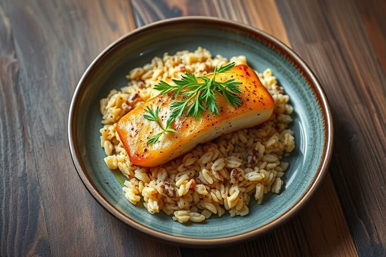 Sitronmarinert reker over brun ris