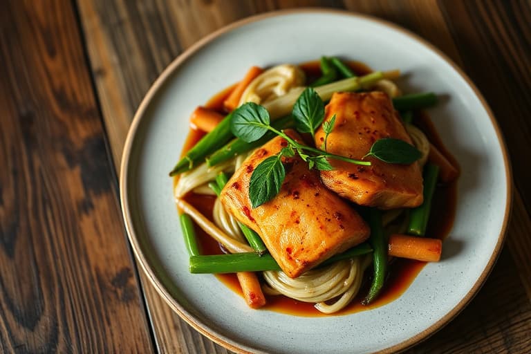 Stekte kamskjell med bok choy og miso