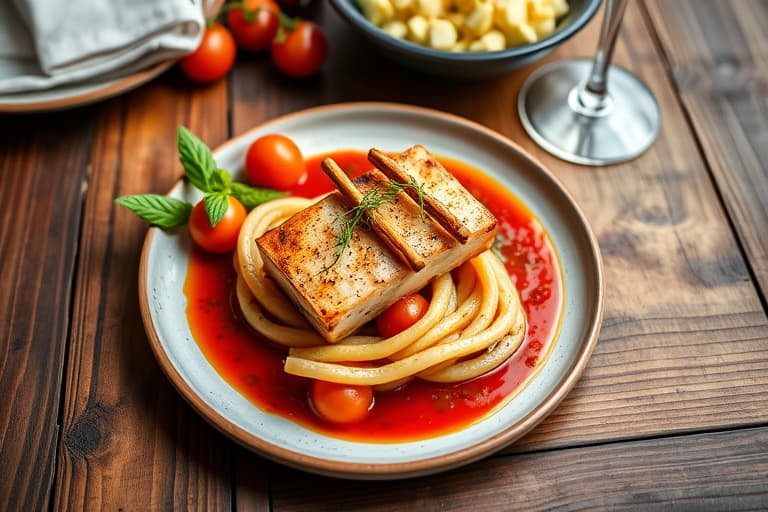 Saltet torsk i tomat- og hvitløksconfit