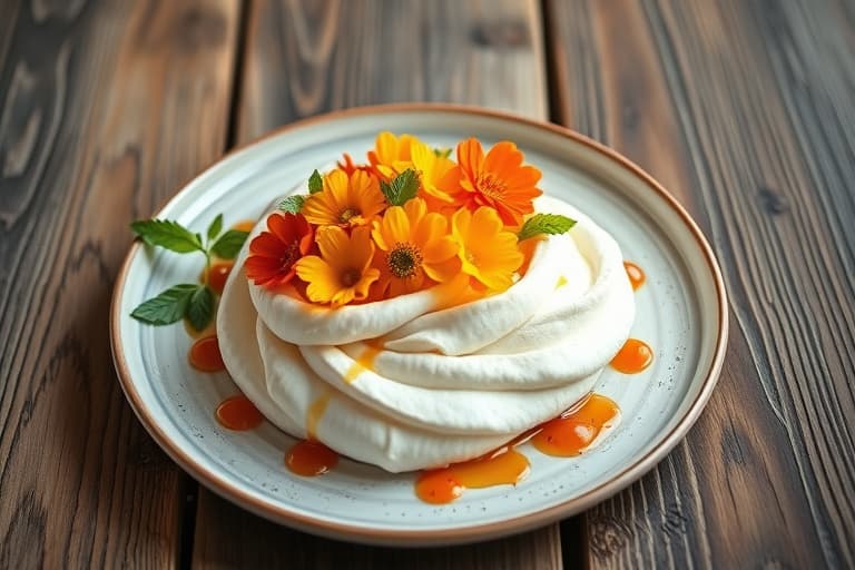 Orange-Flower Pavlovas med jordbær