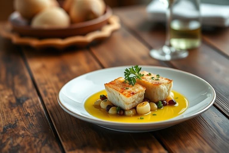 Pernod-marinerte blåskjell fra New Zealand med chervil-olje