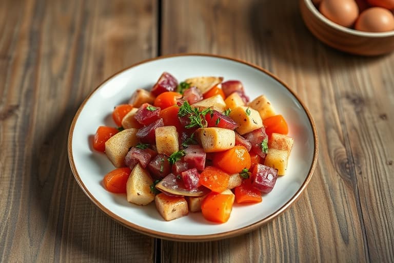 Sprø kålrot-, eple- og rosenkålssalat