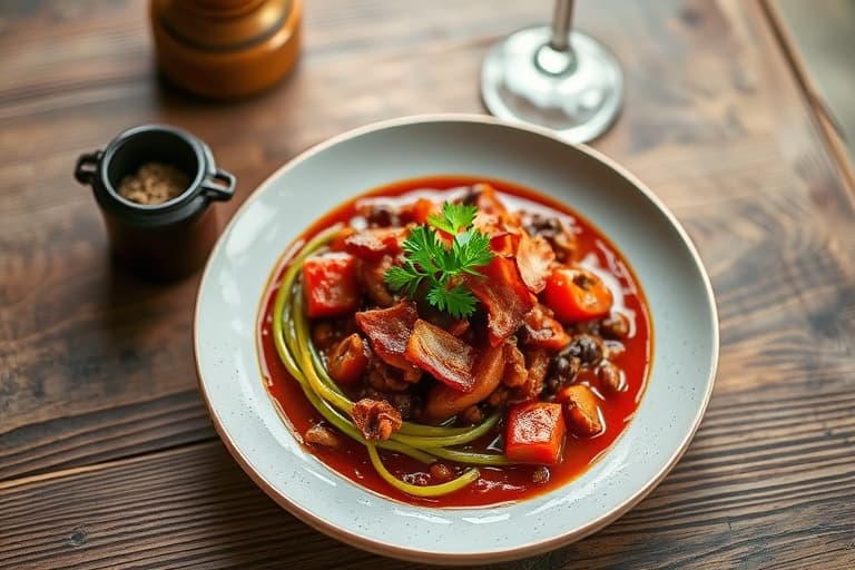 Rød chili ris med reker og bacon