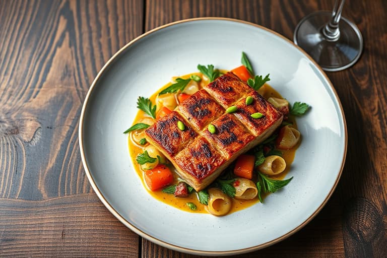 Stekt kylling med ruccola og brødsalat