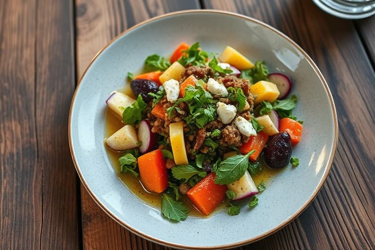 Urtesalat med cassisvinaigrette