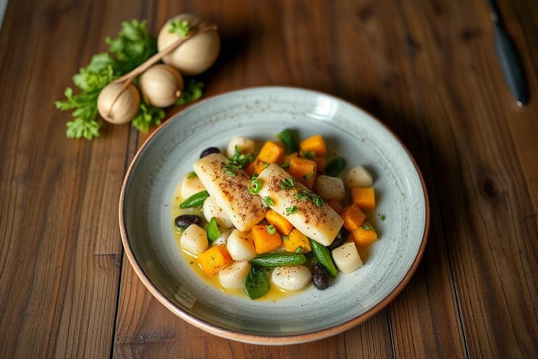 Escarolesalat med epler, kandiserte valnøtter og Saint André-ost