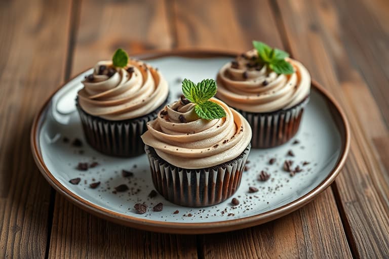 Sjokolade- og mandelcupcakes med luftig kokosfrosting