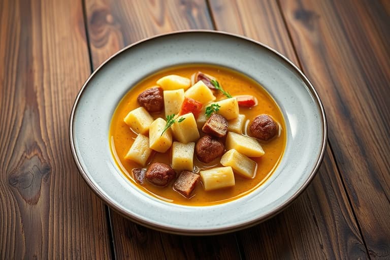 Karrésuppe med pastinakk og revet eple