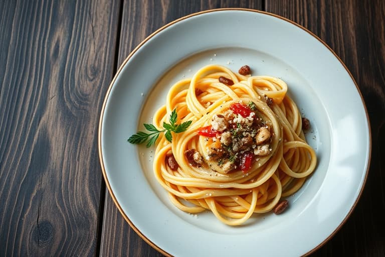 Pasta med valmuefrø og vårløk