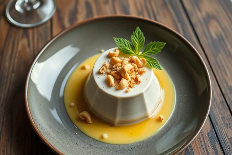 Thaitépudding med limekaramell og kandiserte cashewnøtter