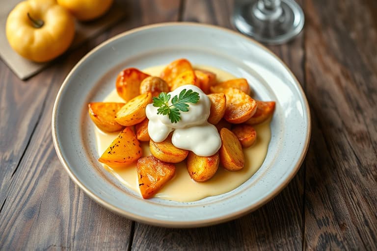 Ristede aprikoser med honning-vanilje crème fraîche