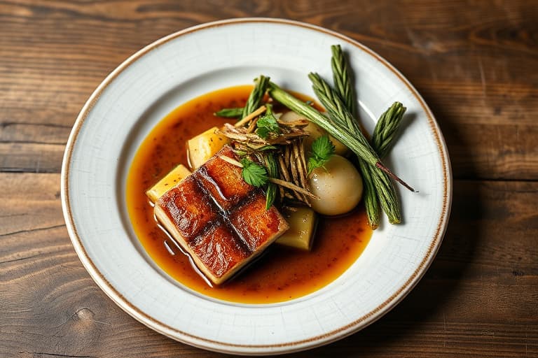 Stekt laks med vintergrønnsaker og kombu-buljong