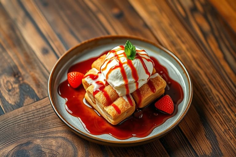 Sopaipilla-iskrem-sundaes